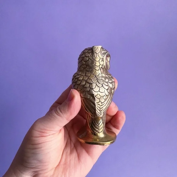 Solid Brass Owl Figurine for Bird Lovers - Picture 2 of 4
